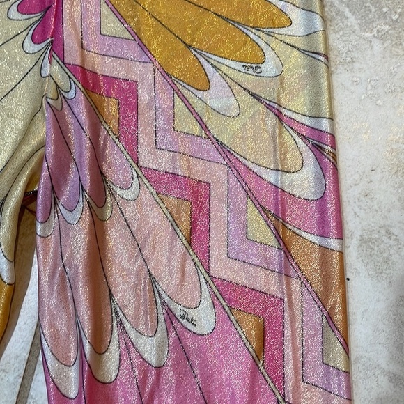 Rare! Vintage Early 90’s Emilio Pucci Shiny Psychadelic Print Leggings M - Picture 7 of 13